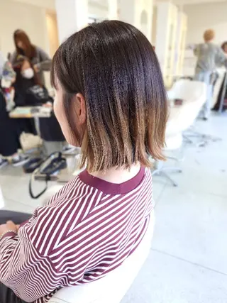 ミディアム カラー ブリーチなしで透明感 カラー松内真太のヘアスタイル