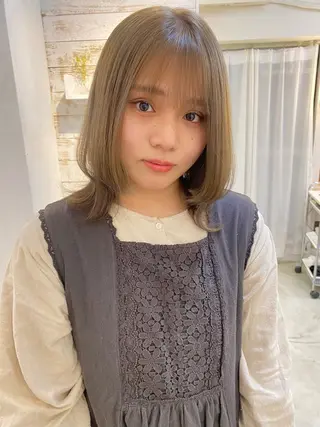 セミロング カラー ブリーチなしカラー ダブルカラーエクステのヘアスタイル
