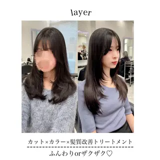 セミロング カラー ヘアアレンジ Ella所属・nana【艶髪】/ レイヤー/縮毛矯正のヘアスタイル