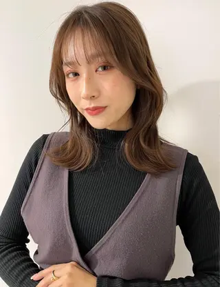 ミディアム カラー 【韓国ヘア×透明感 カラー】笹谷 莉未のヘアスタイル