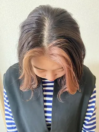 ミディアム カラー ハル🌸柔色/ ブリーチなし/艶髪のヘアスタイル