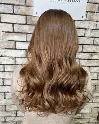 ロング カラー ヘアアレンジ 🍑🧋ハイトーン 暖色カラーlucaのヘアスタイル