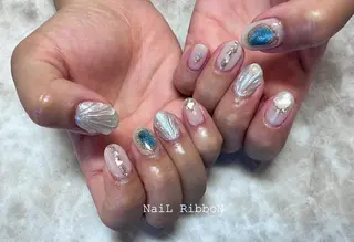 ネイル ネイルリボン 受付スタッフのネイルデザイン