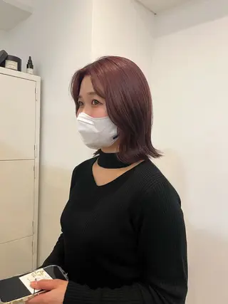 カラー フクシママユ / 柔らかカラーのヘアスタイル