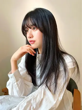 ロング カラー パーマ 🫧小顔×似合わせ× 透明感カラー🫧のヘアスタイル