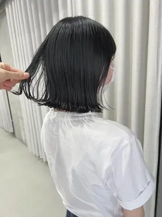 ミディアム カラー ボブパーマコテ巻き風 パーマNo1深江秀平のヘアスタイル