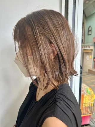 ミディアム カラー ブリーチなしで透明感 カラー松内真太のヘアスタイル