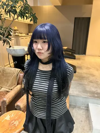 ロング カラー 髪質改善×ハイトーン レイヤー天神美容室のヘアスタイル