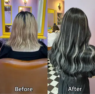 ロング シール＋ちび編み込み エクステ梅田🐨のヘアスタイル