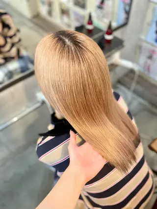 セミロング ヘアアレンジ キッズ 艶髪/ハイトーン /masami🩵のヘアスタイル