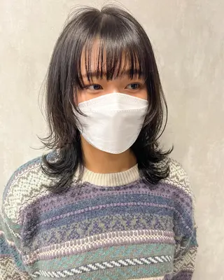 セミロング ブリーチ/ウルフ ハッシュカット/石山のヘアスタイル