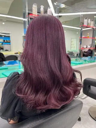 セミロング カラー ワインレッド 🍒KAHOのヘアスタイル