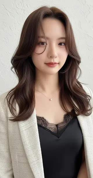 セミロング ナカオ/酸性縮毛矯正 髪質改善/レイヤー/のヘアスタイル