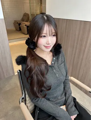 ミディアム カラー ヘアアレンジ Salowin原宿ash所属・‎透明感×艶髪 ‎🫒maki🎀のヘアスタイル