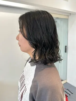 ミディアム パーマ ZENKO表参道店所属・デジタルパーマ 🌀ボブ　萩原　龍のヘアスタイル