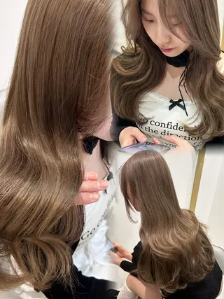 ロング ﾐﾚｲ/ﾐﾙｸﾃｨｰ ｶﾗｰ/梅田美容室のヘアスタイル