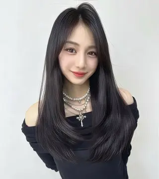 ロング カラー レイヤー/髪質改善 /透け感カラー/艶髪のヘアスタイル