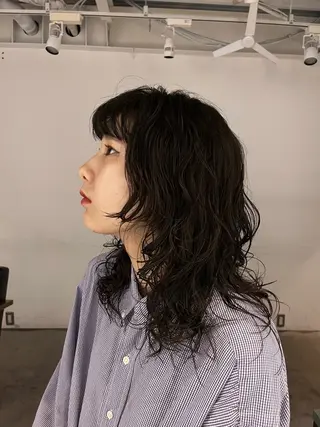 ミディアム パーマ 武井　弘希 ブリーチなしカラー✨のヘアスタイル