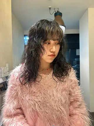 セミロング パーマ 竹之内竜矢のヘアスタイル