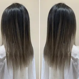 ミディアム カラー ブリーチ特化／ハイト ーン／ホワイトカラーのヘアスタイル