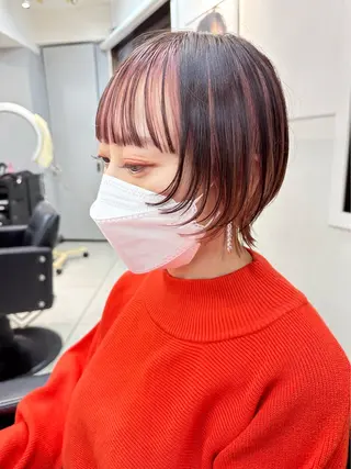 カラー RIN パーマ/暖色カラーのヘアスタイル