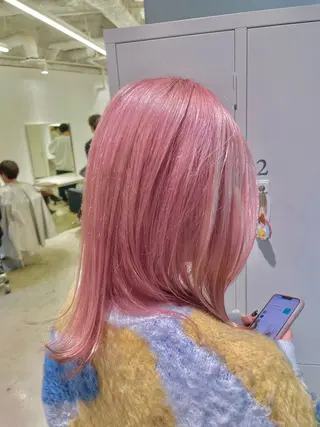 ミディアム カラー パーマ&ブリーチ /飯牟田/GEAR.のヘアスタイル