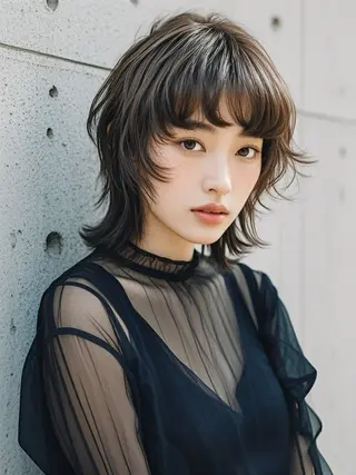 ミディアム ウルフカット 811 大阪梅田 ウルフのヘアスタイル