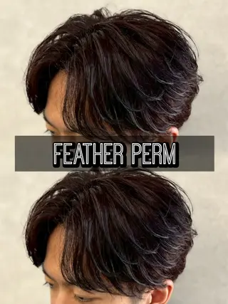 カラー パーマ メンズ センターパート/フェ ザー🔥SHUYAのヘアスタイル