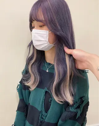 セミロング カラー レイヤーウルフ エクステ磯部のヘアスタイル