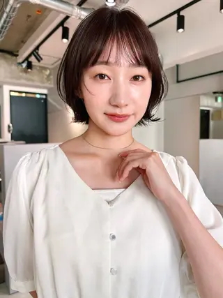 ショート カラー パーマ 🫧小顔×似合わせ× 透明感カラー🫧のヘアスタイル