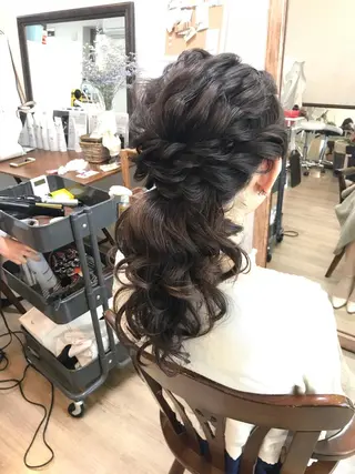 セミロング ヘアアレンジ ヘアセット/卒業式 袴着付け✨清水玲歌のヘアスタイル