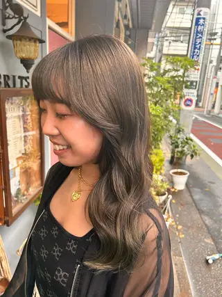 セミロング カラー 清水千優/パーマ/透 明感カラー/メンズのヘアスタイル