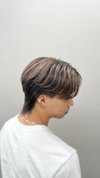 ミディアム カラー パーマ メンズ SLASHメンズ専門 大西郁也のヘアスタイル