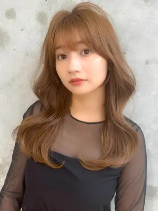 セミロング カラー 新宿/韓国風レイヤー 髪質改善/渋谷直樹のヘアスタイル