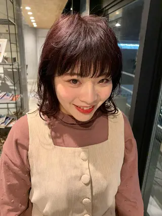 ミディアム カラー ピンクベージュ/新潟 万代/高橋桃葉🍑のヘアスタイル