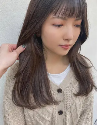ロング カラー ブリーチなしで透け感 暖色カラーボブaoiのヘアスタイル