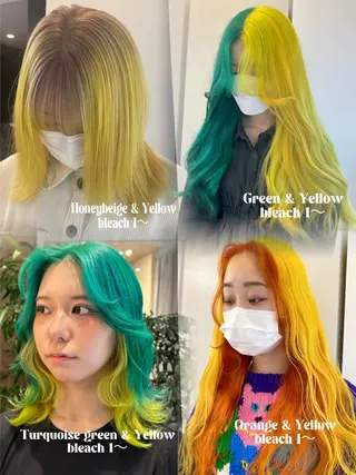 セミロング カラー salowin原宿iori所属・💋ハイトーンデザイ ンヘア💋A'nyuのヘアスタイル