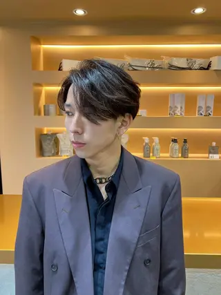 セミロング カラー パーマ ヘアアレンジ メンズ 🏆ハッシュカット× 髪質改善🏆カイトのヘアスタイル