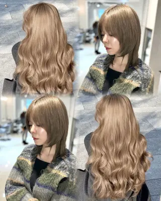 ミディアム カラー ハッシュカット レイヤー池袋のヘアスタイル