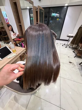 ロング パーマ 学割 悟 韓国風艶髪縮毛矯正のヘアスタイル