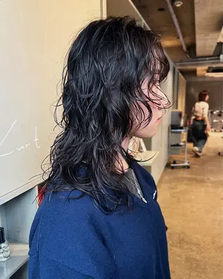 ミディアム パーマ パーマ 竹之内竜矢のヘアスタイル