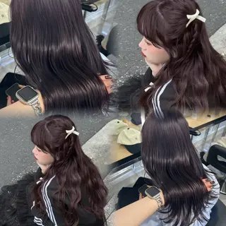 ロング カラー 暗髪🩶ラベンダー/ ブルー/ユウナ🤍のヘアスタイル