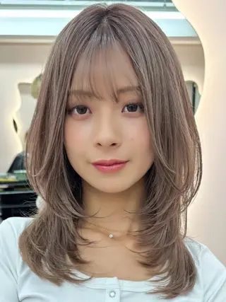 ミディアム カラー レイヤー/髪質改善/ ブリーチ/コタケのヘアスタイル