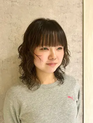 ミディアム パーマ mulum所属・ボブパーマ/ ウルフパーマ原科🪴のヘアスタイル
