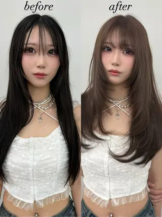 ロング カラー 顔まわりの神様✨ 透明感カラー藤嶋秀幸のヘアスタイル