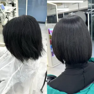 ミディアム カラー パーマ ヘアアレンジ メンズ キッズ Shanti所属・ボブ　縮毛矯正 RYOGAのヘアスタイル
