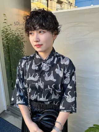 ショート パーマ パーマ/透明感カラー /ボブ/吉田一生のヘアスタイル