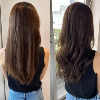 セミロング カラー 透明感🫧 amu🫧のヘアスタイル