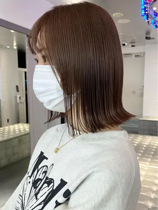 セミロング カラー マツエク・マツパ 🎨ハイトーン/ 切りっぱなし みつきのヘアスタイル