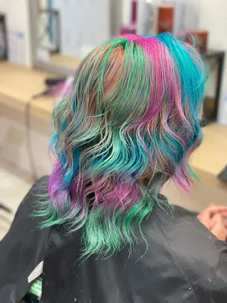 ミディアム カラー ヘアアレンジ 髪質改善×ハイトーン 中田啄也のヘアスタイル